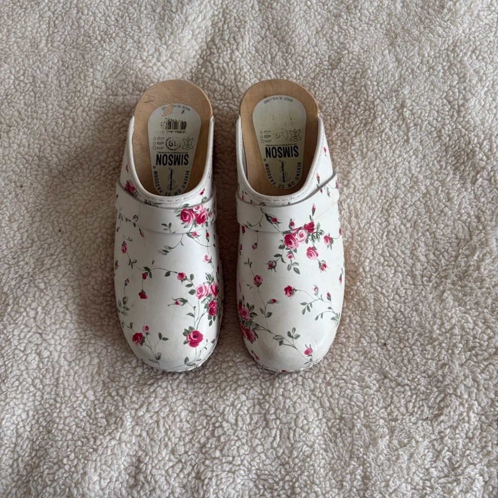 Simson Dutch "Fleuriste" Orthopedic Clogs Floral Pastel Women's 39 US 8.5